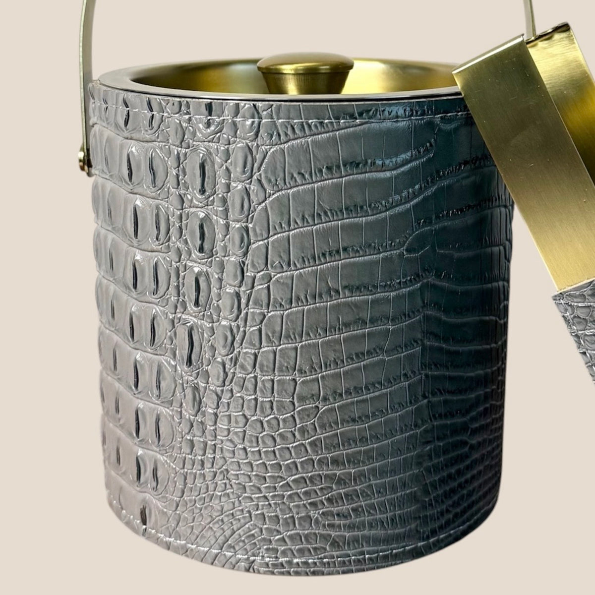 Ice Bucket with Tongs - Grey