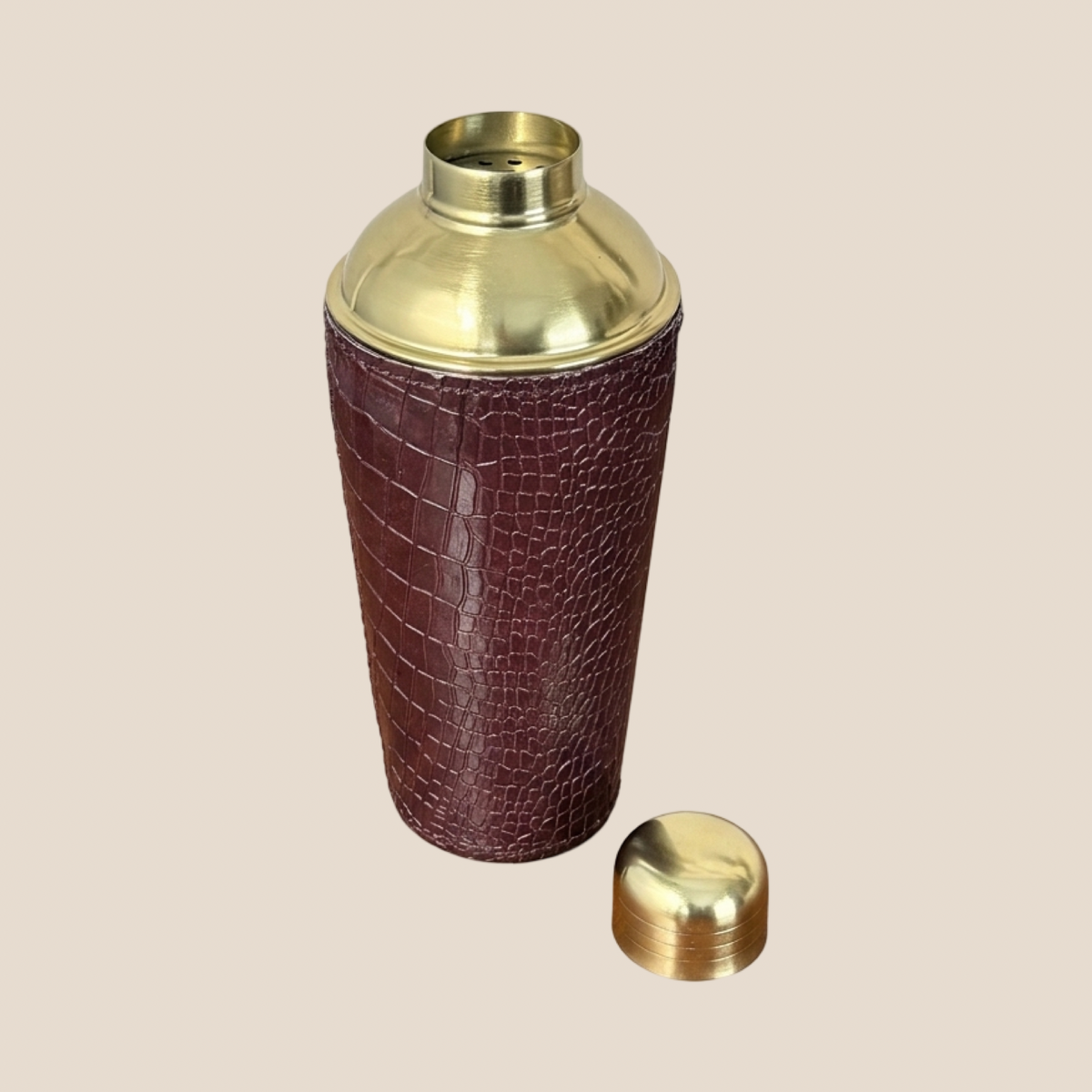Croco Leather Cocktail Shaker - Maroon