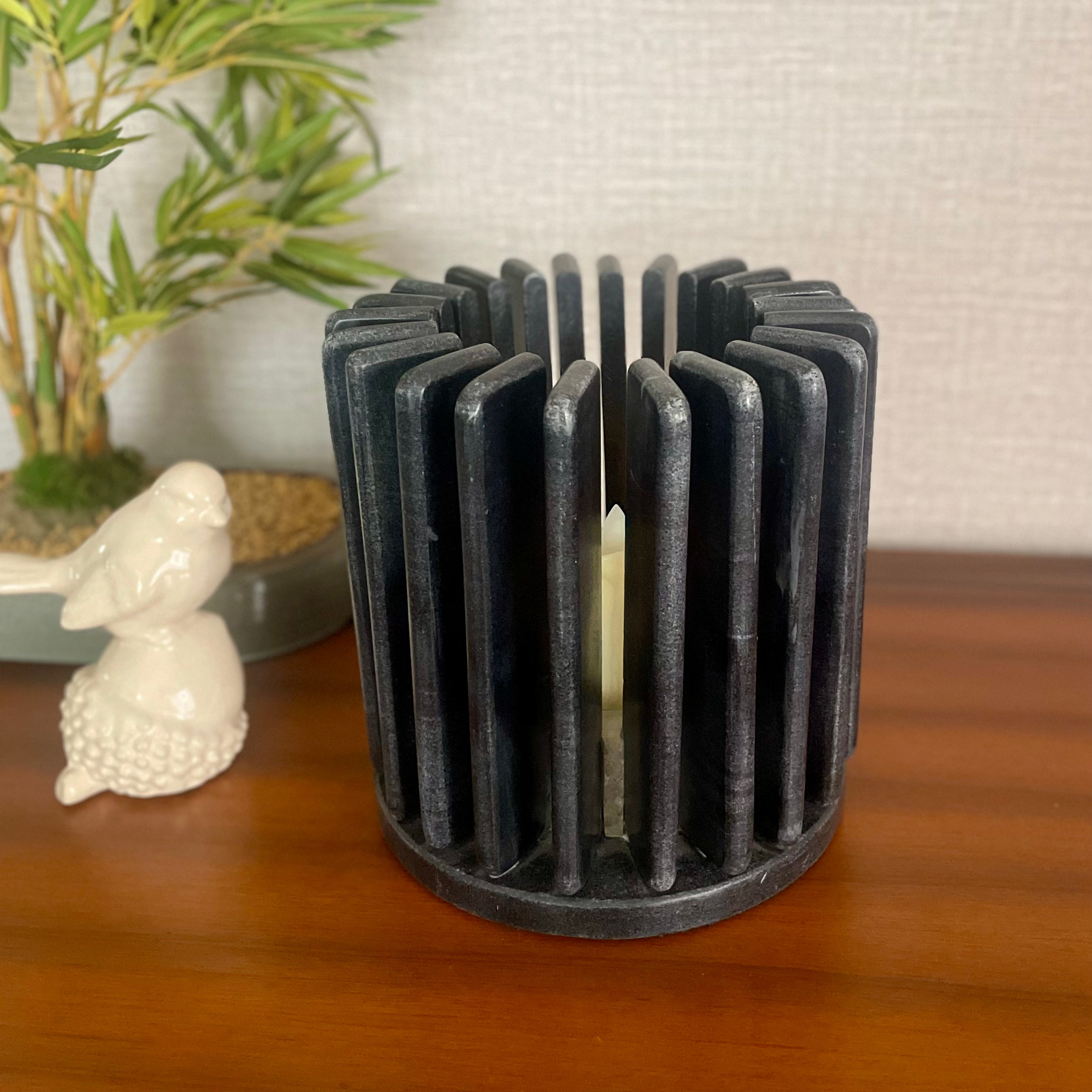 Sculpted Black Marble Hurricane