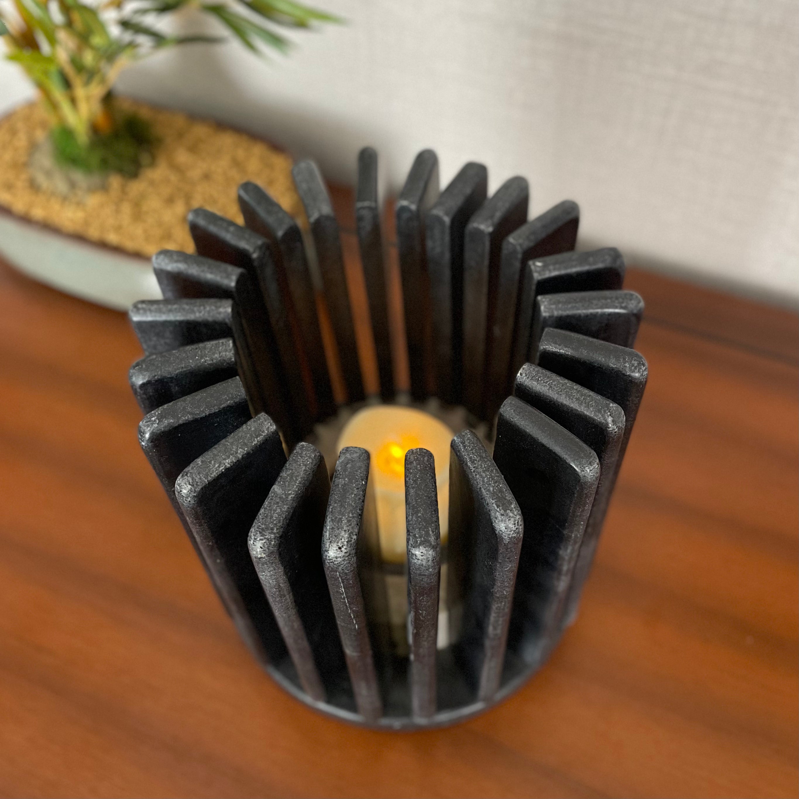 Sculpted Black Marble Hurricane