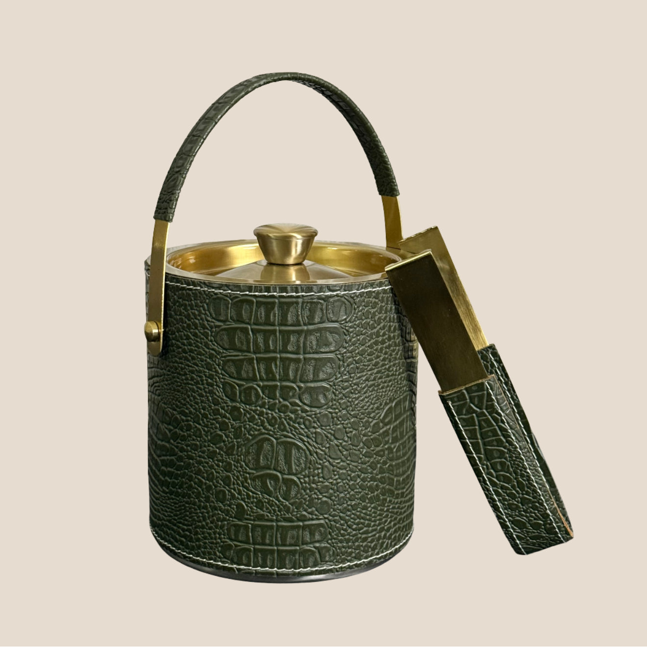 Ice Bucket with Tongs - Deep Green