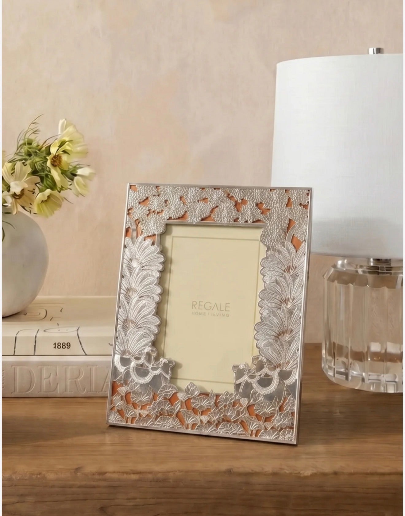 Silver-Plated Nandi Bull Brass Frame - Orange