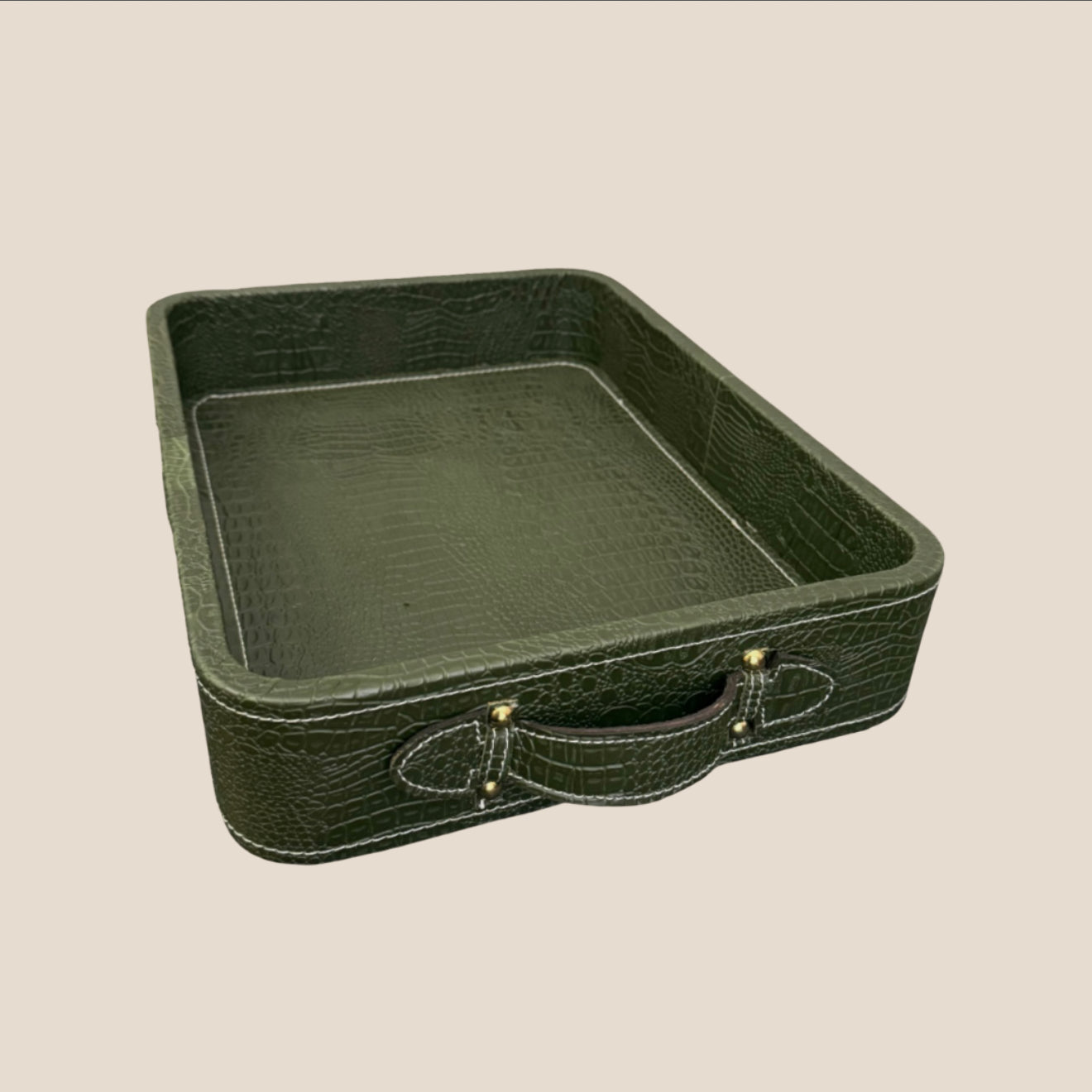 Croco Leather Tray - Deep Green