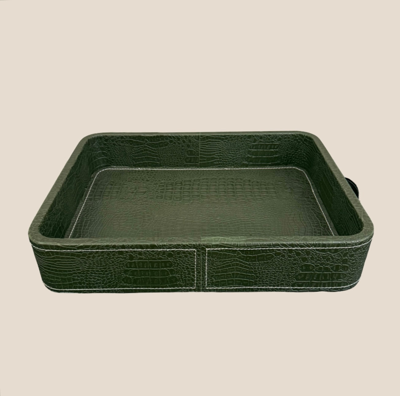 Croco Leather Tray - Deep Green