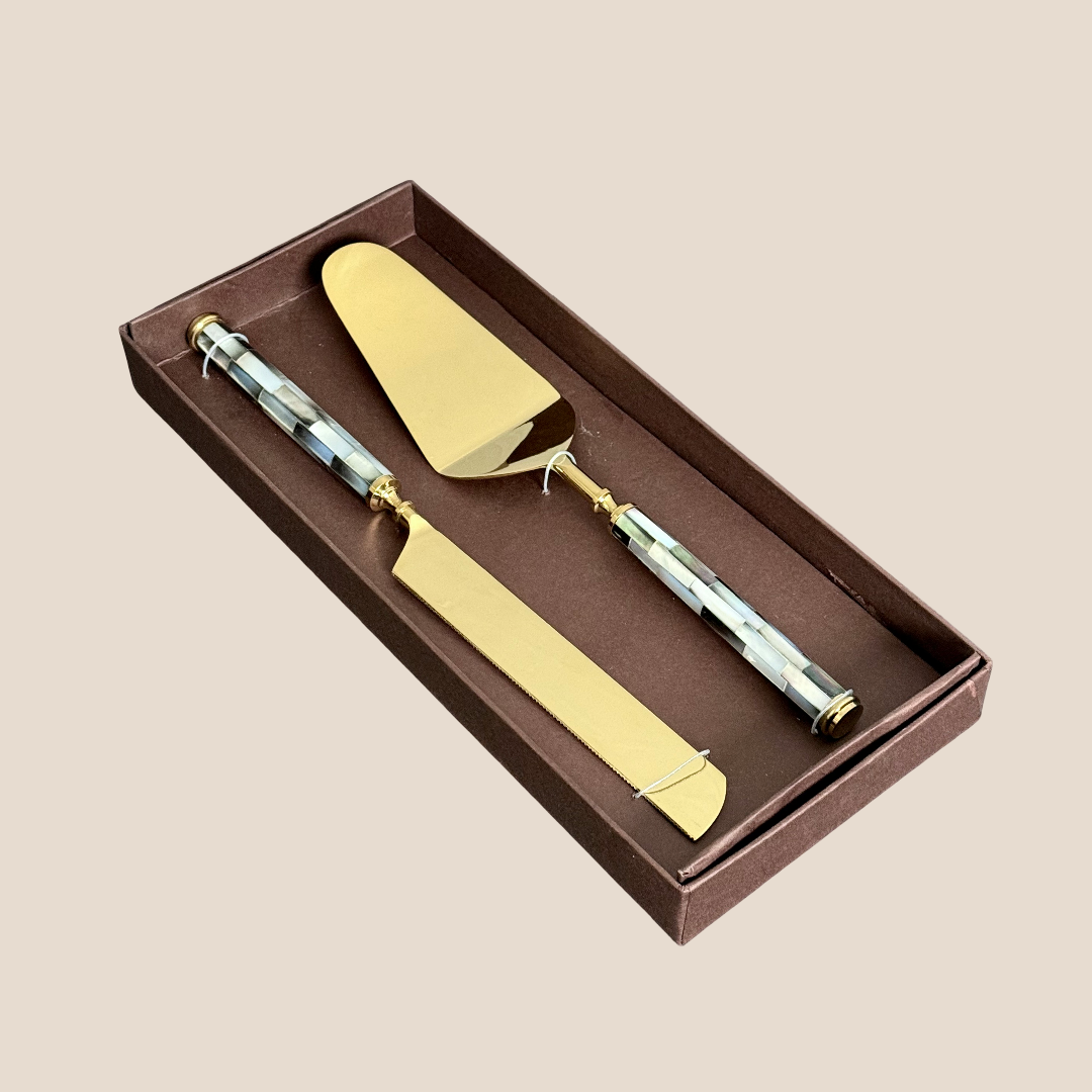Mother of Pearl Cake Set - Gold