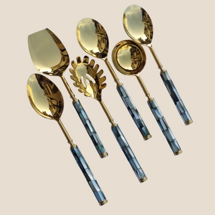 Mother of Pearl Serving Set - Gold