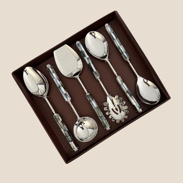 Mother of Pearl Serving Set - Nickel