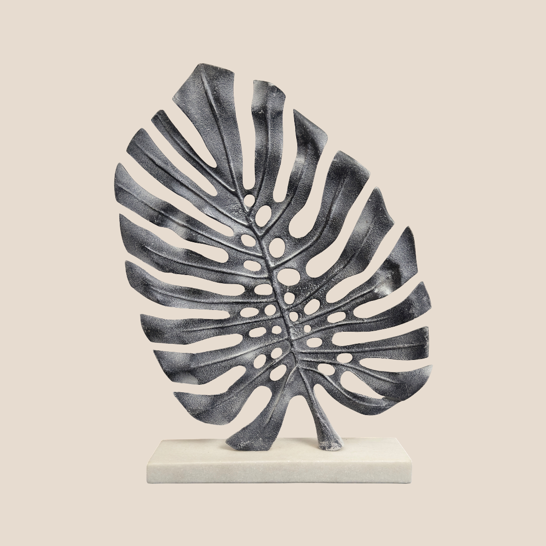 Noir Leaf Elegance Sculpture