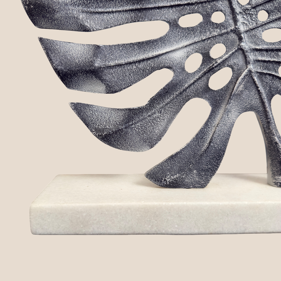 Noir Leaf Elegance Sculpture