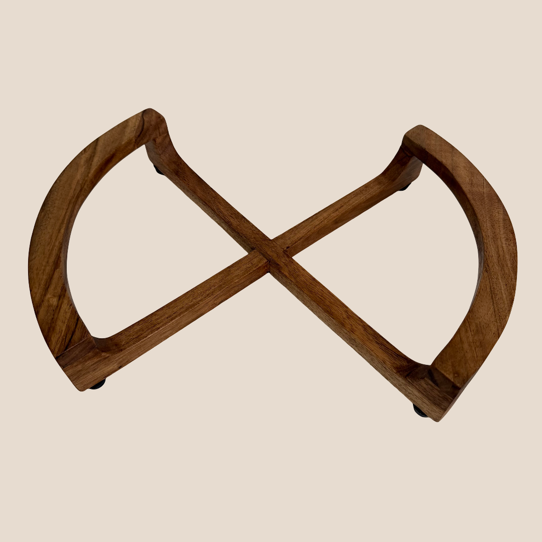 FUSION GLASS BOWL WITH WOODEN STAND