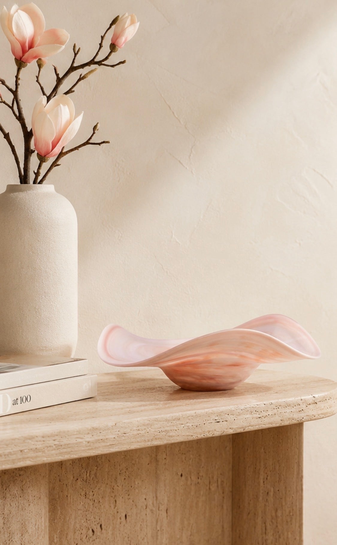 Peach Swirl Glass Decor / Platter