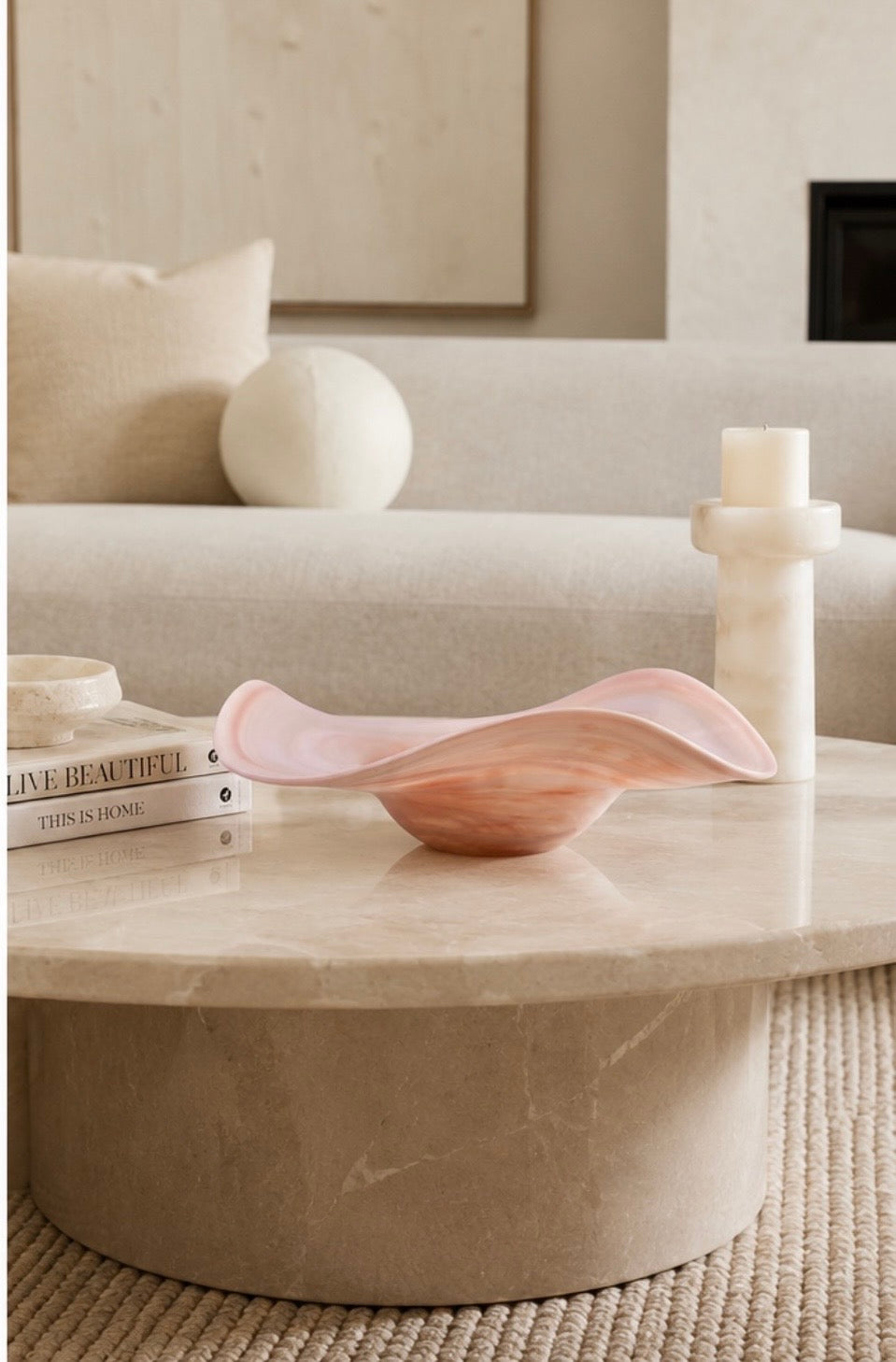 Peach Swirl Glass Decor / Platter