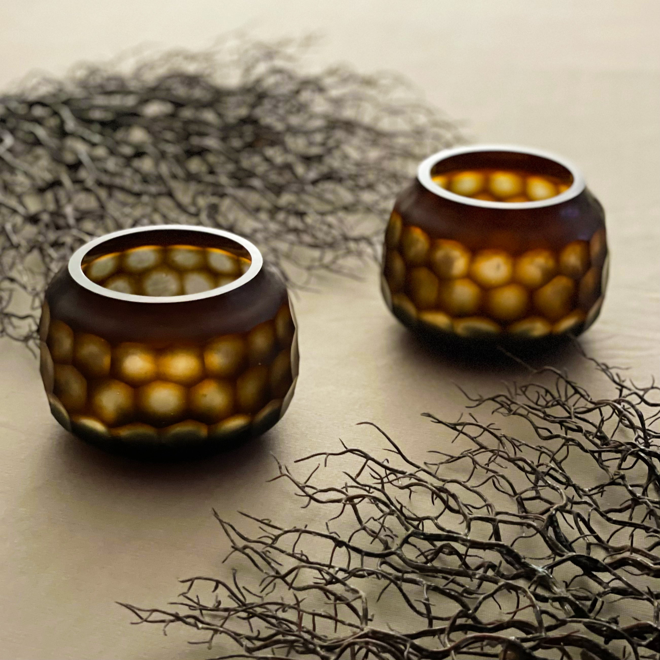 Ember Glow Textured Glass Votive (Set of 2)