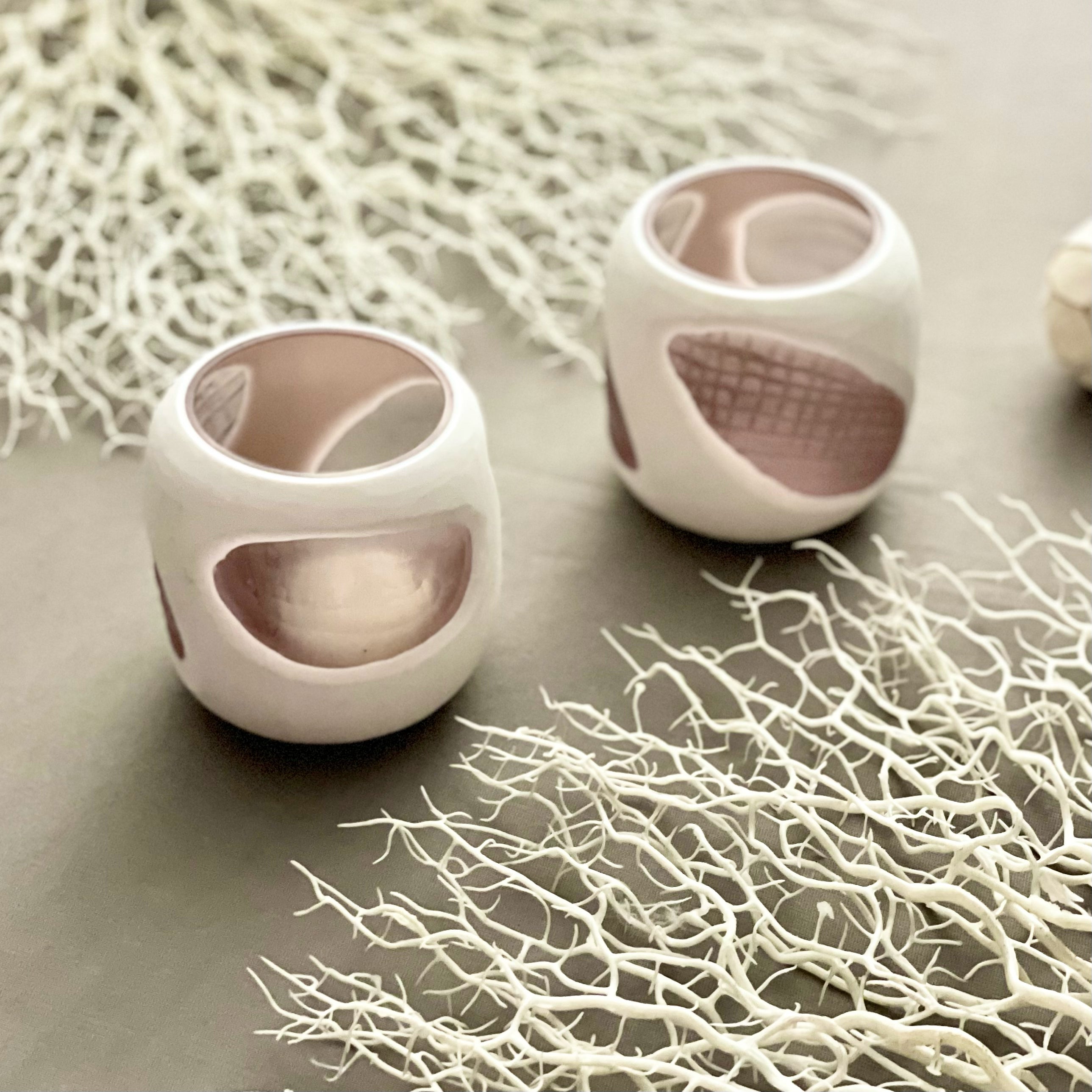 Blush Frost Hand-Cut Glass Votive