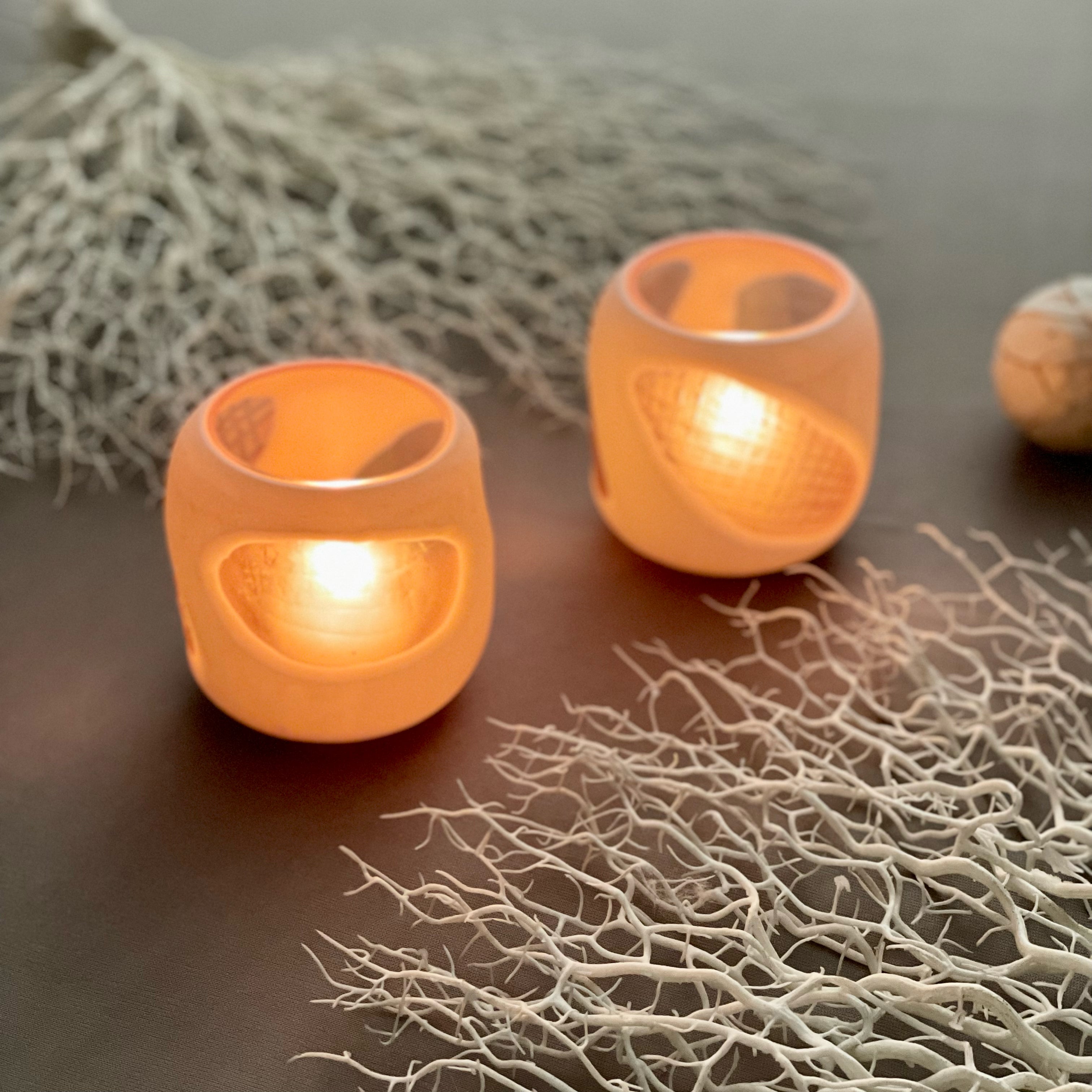 Blush Frost Hand-Cut Glass Votive  (Set of 2)