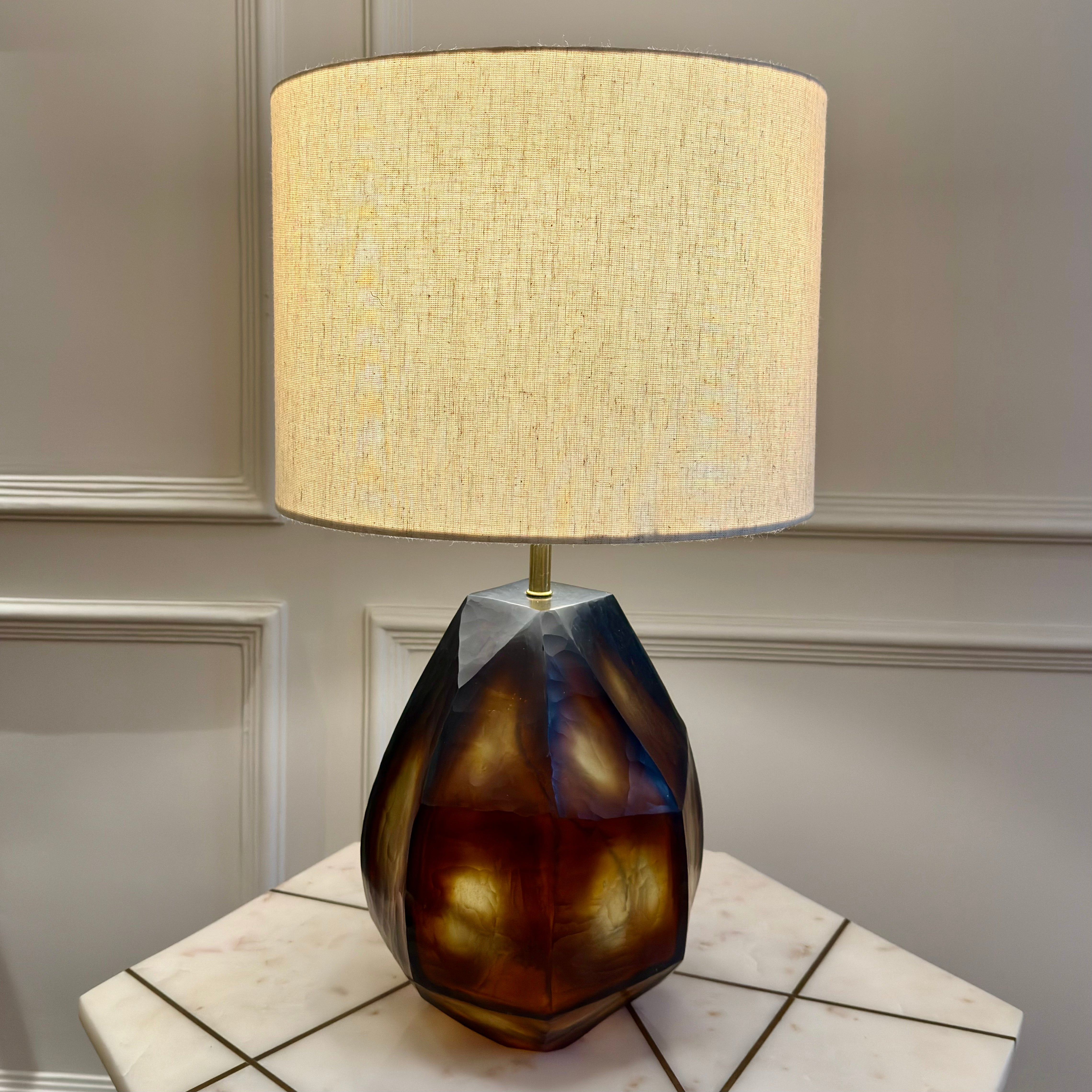 Amber Cut Glass Lamp