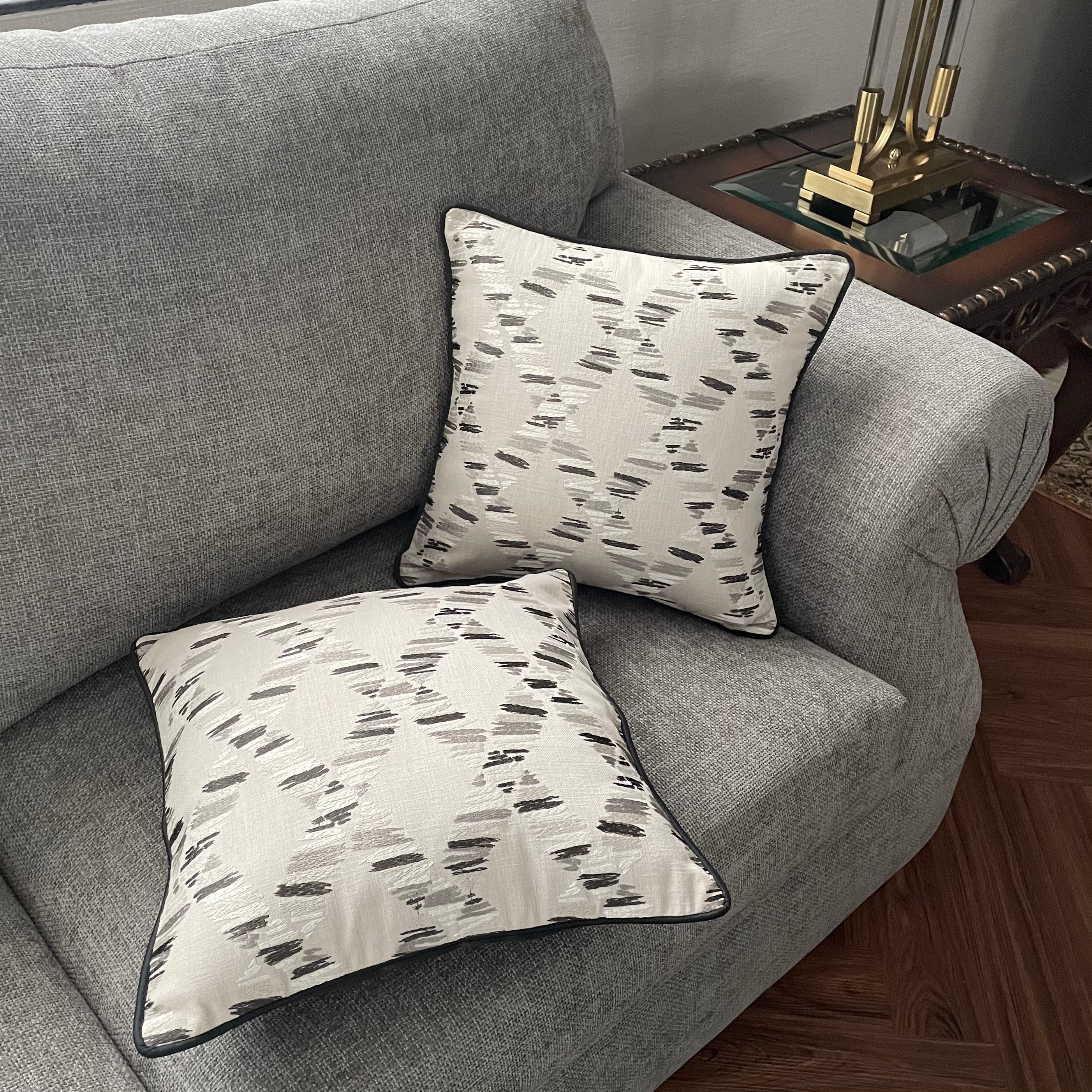 Grey Stitches Cushion Cover