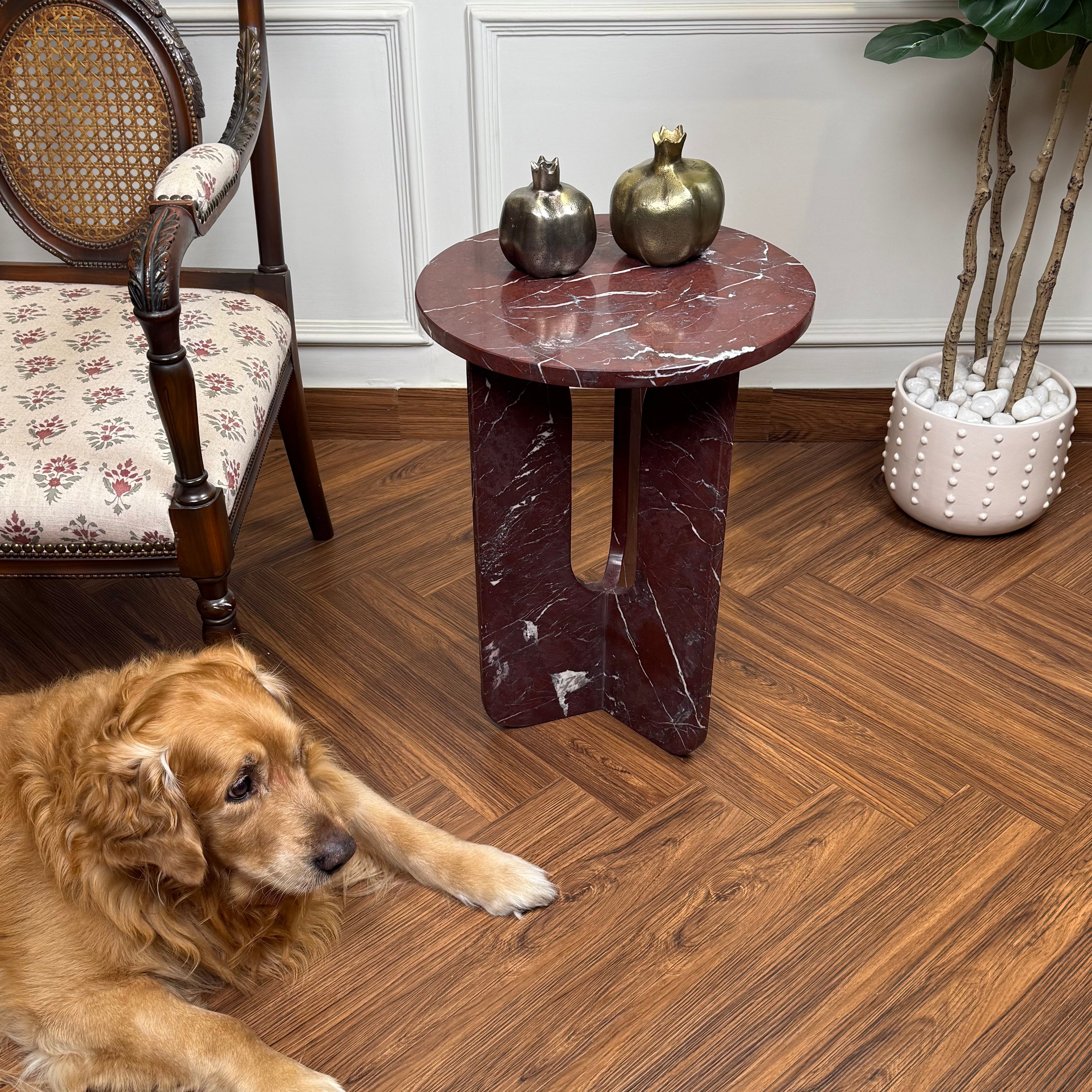 Imperial Rosso Marble Accent Table