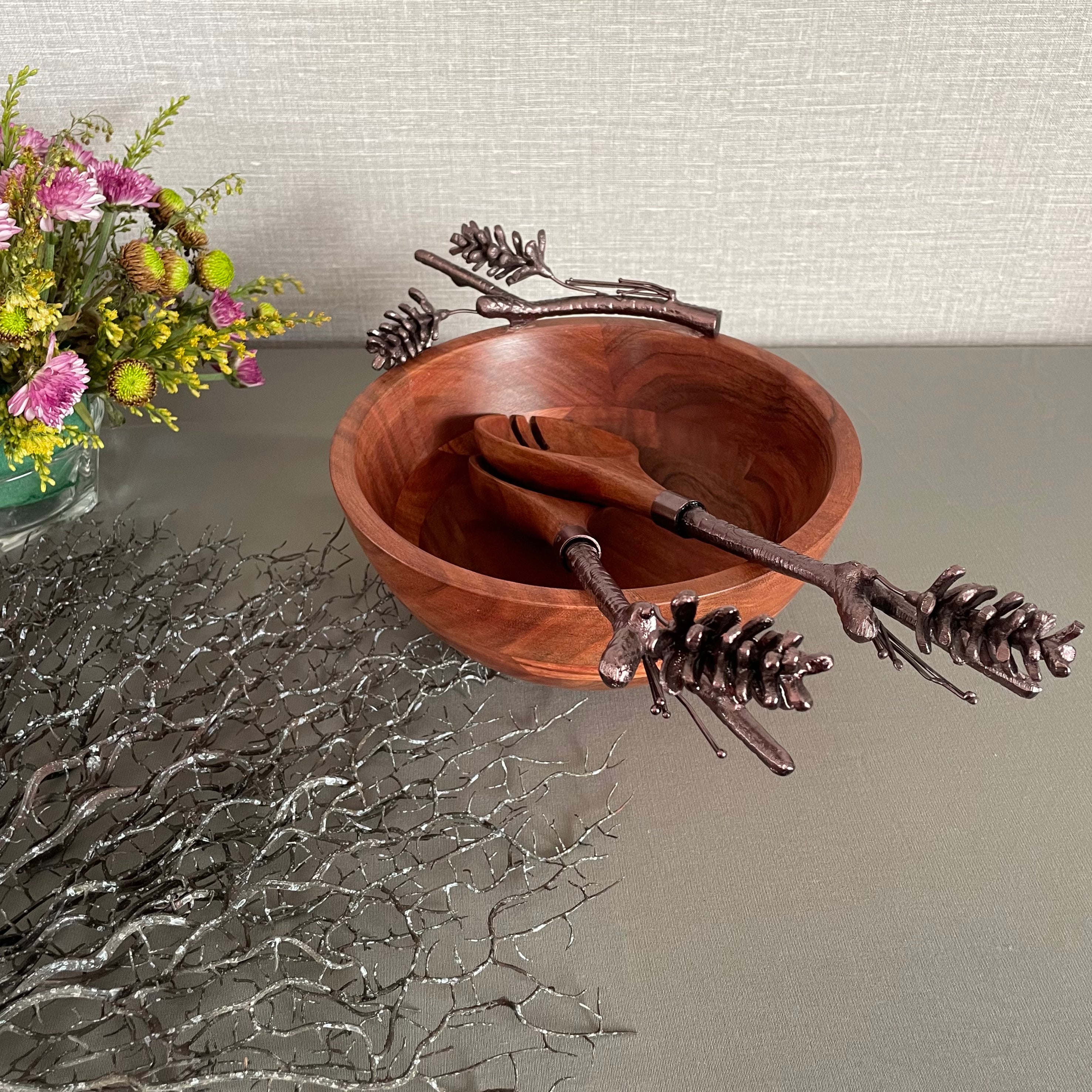 Conifer Collection Wooden Salad Bowl Set