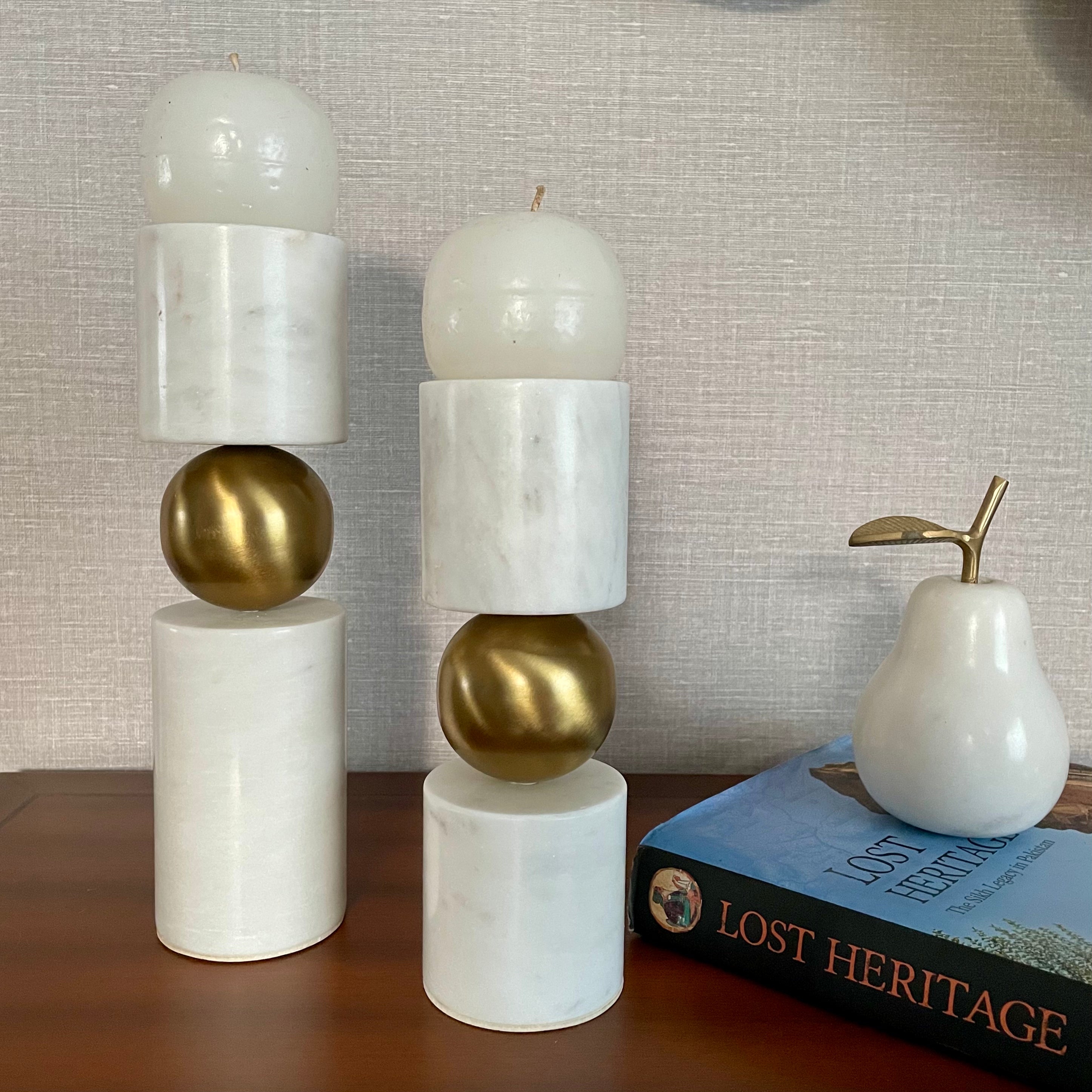 Marble Orbit Candle Holders (Set of 2)