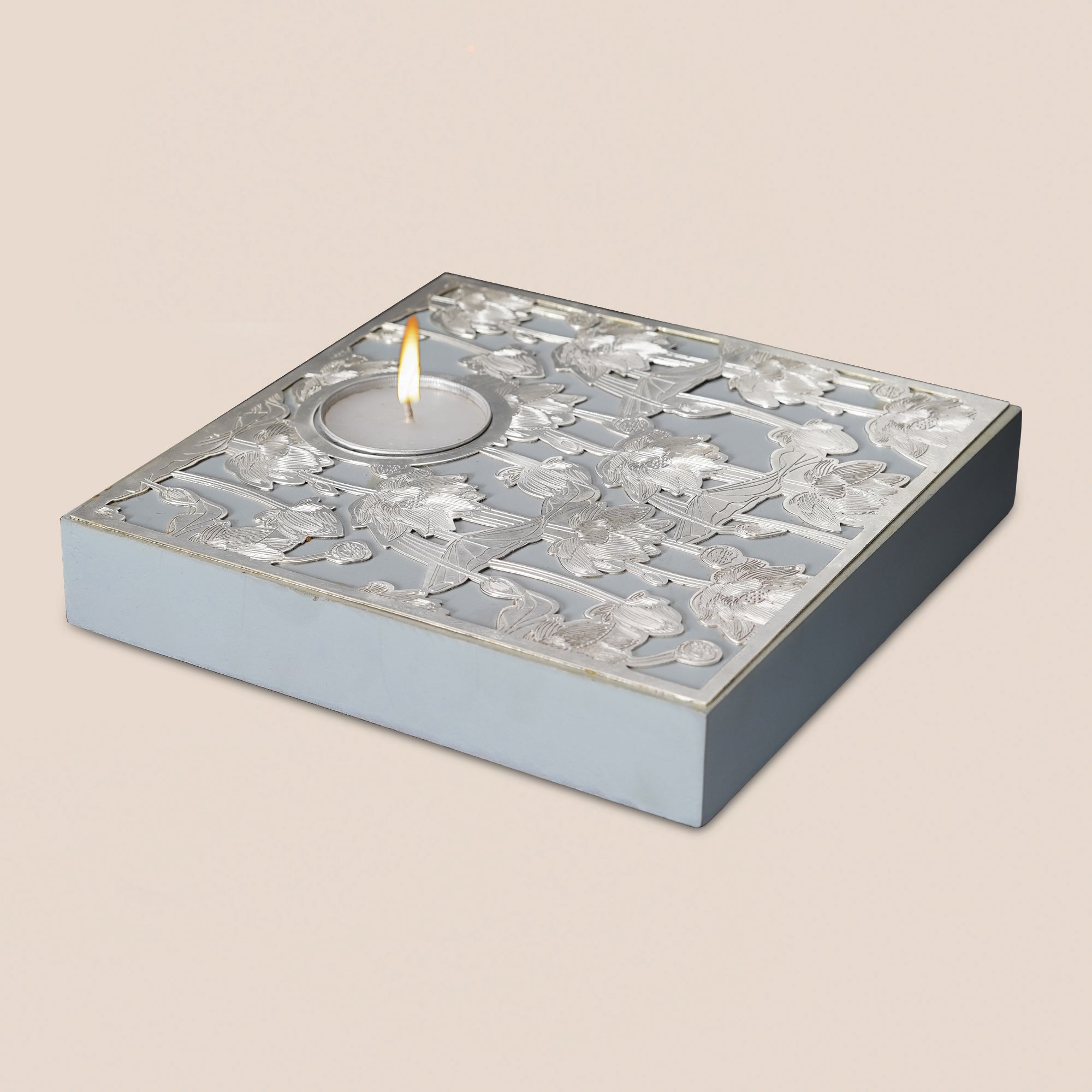 Lotus Bloom Tealight Holder - Grey