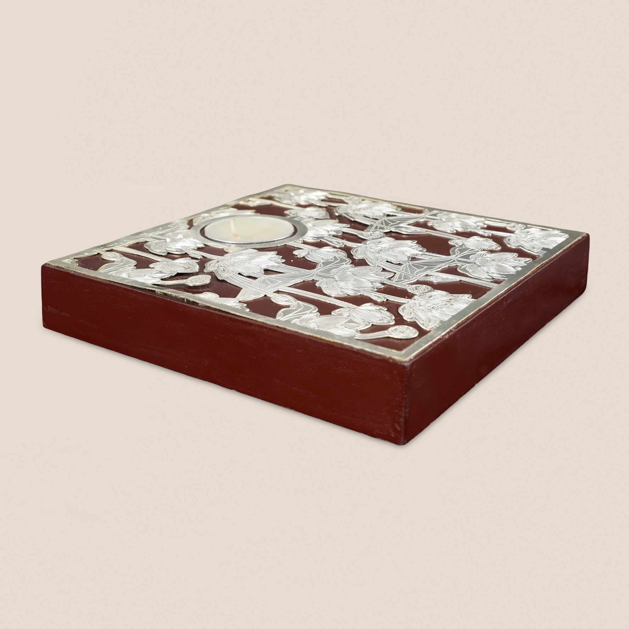 Lotus Bloom Tealight Holder - Maroon