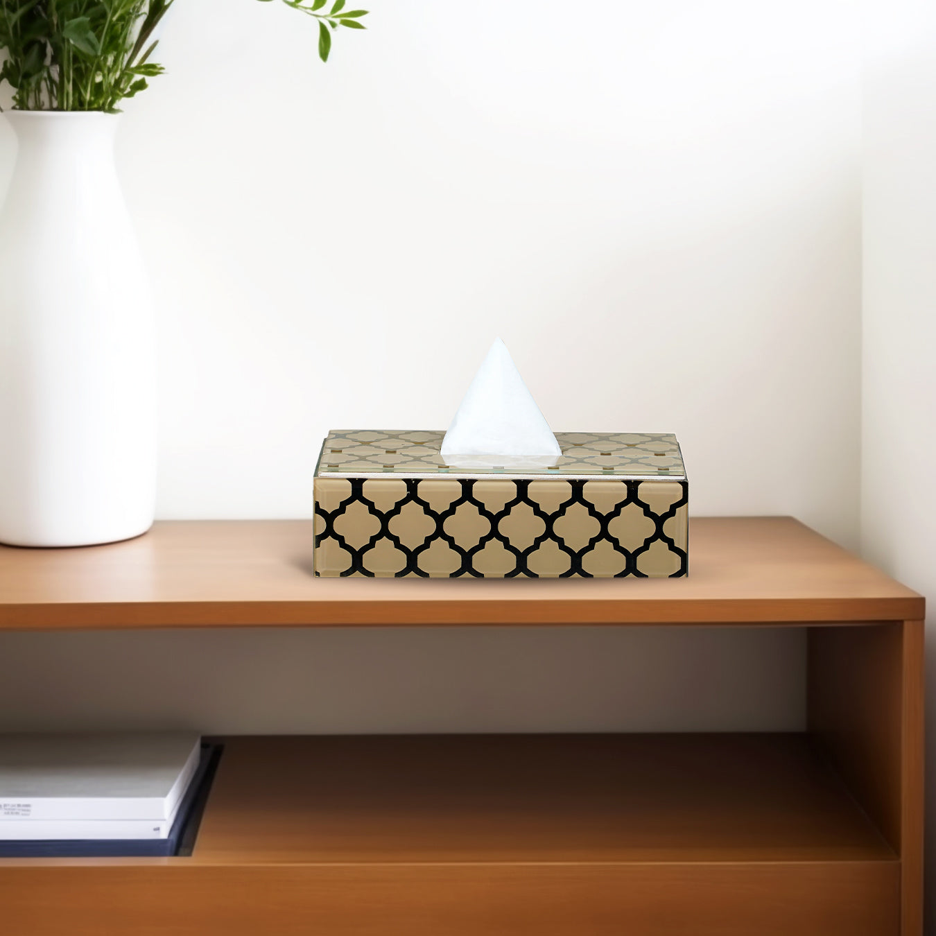 Moroccan Jaali Tissue Box  - Beige