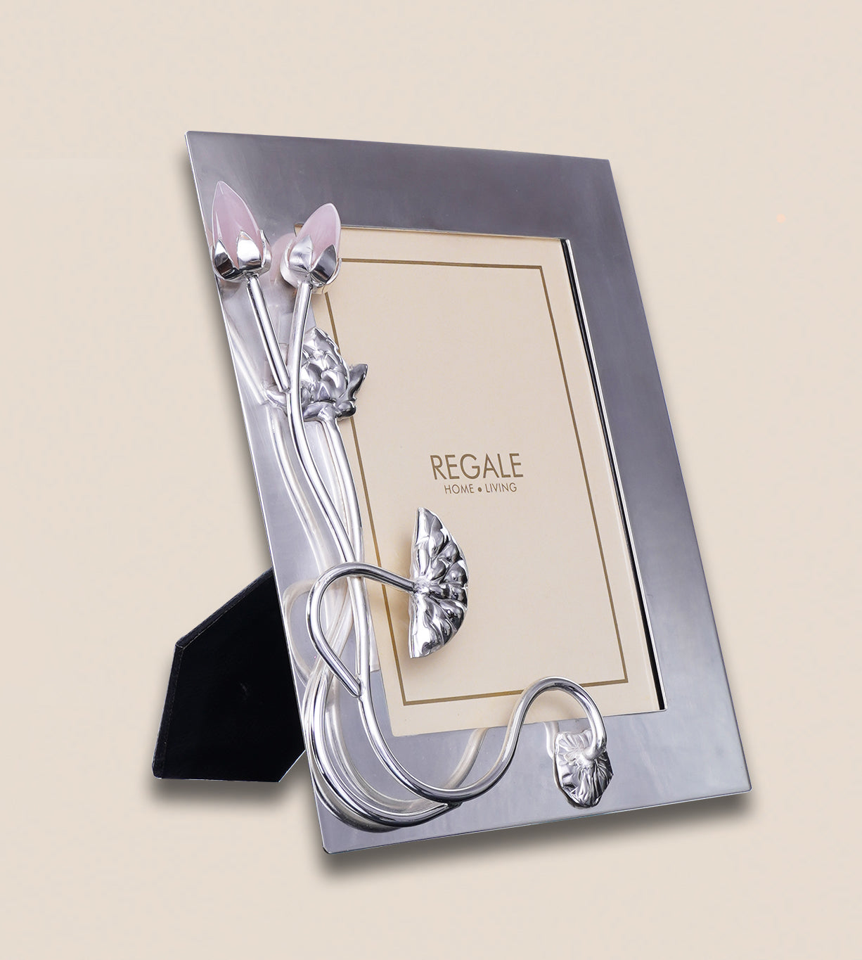 Silver-Plated Photoframe with Rose Quartz Accent