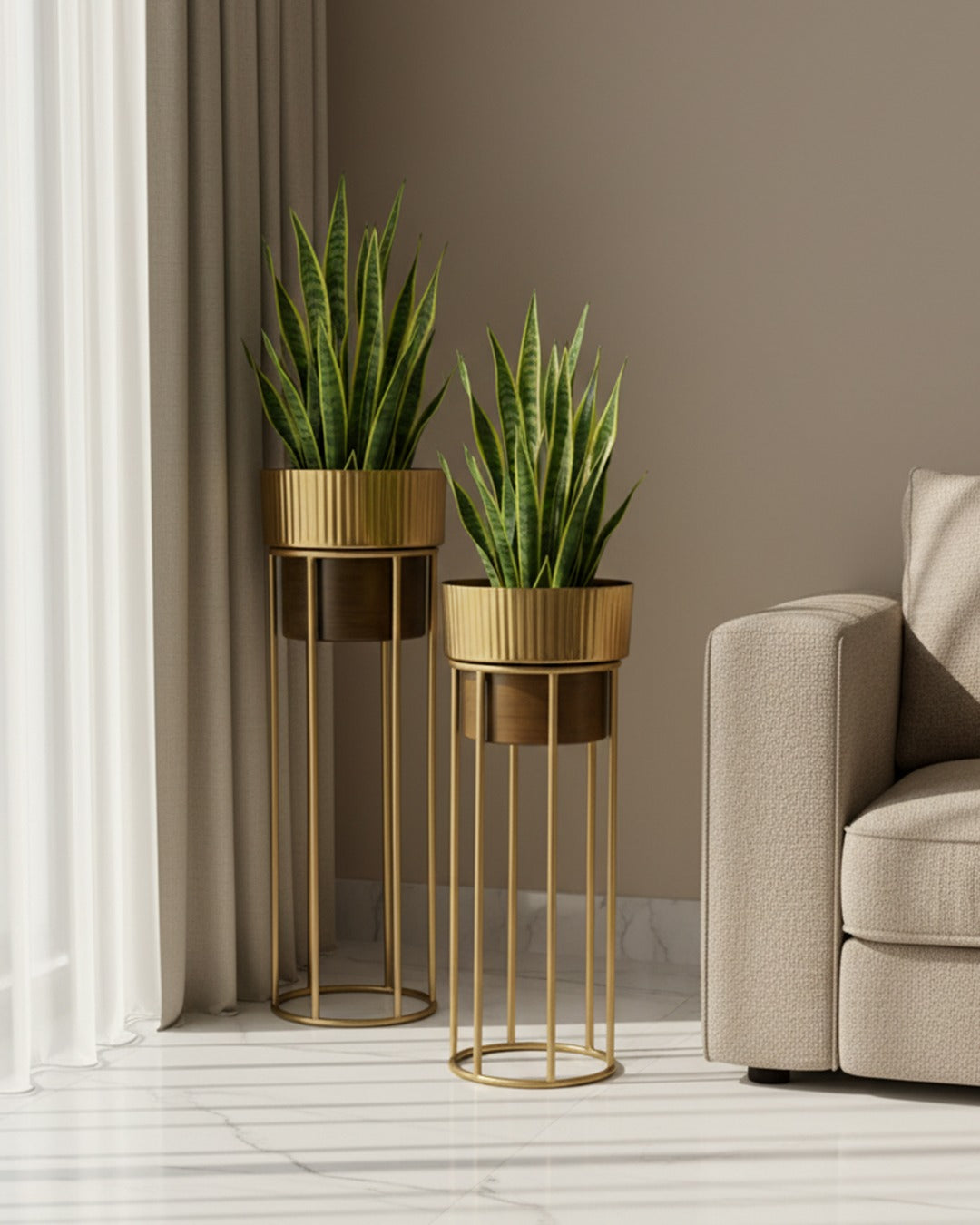 Dual Tone Flted Planters - Set of 2