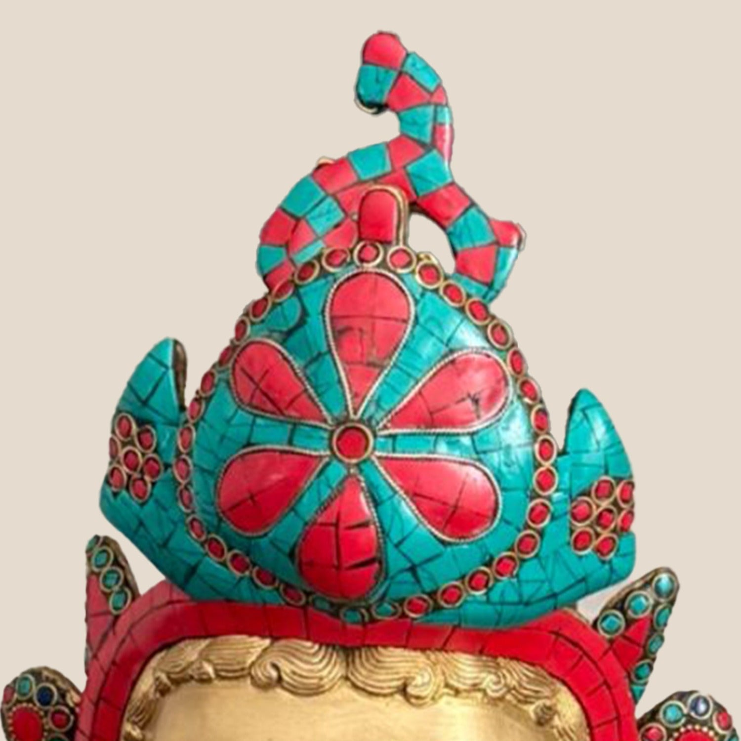 Tara Devi Brass Bust with Stonework