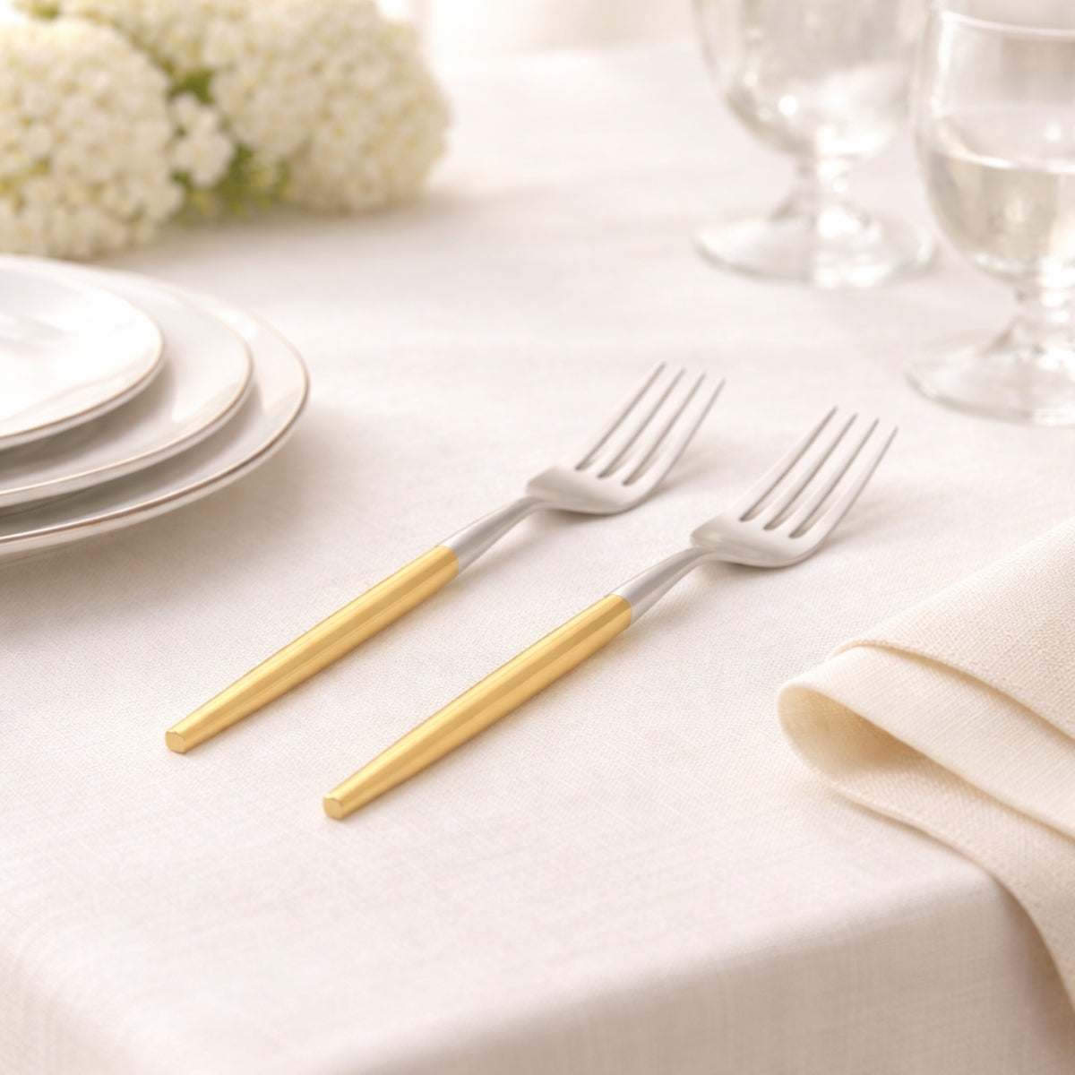 Luxe Duo-Tone Dinner Fork Set - 6 Pieces