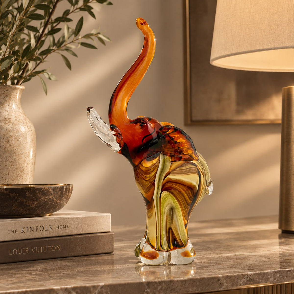 The Amber Glass Elephant ( Delivery only in DELHI NCR)