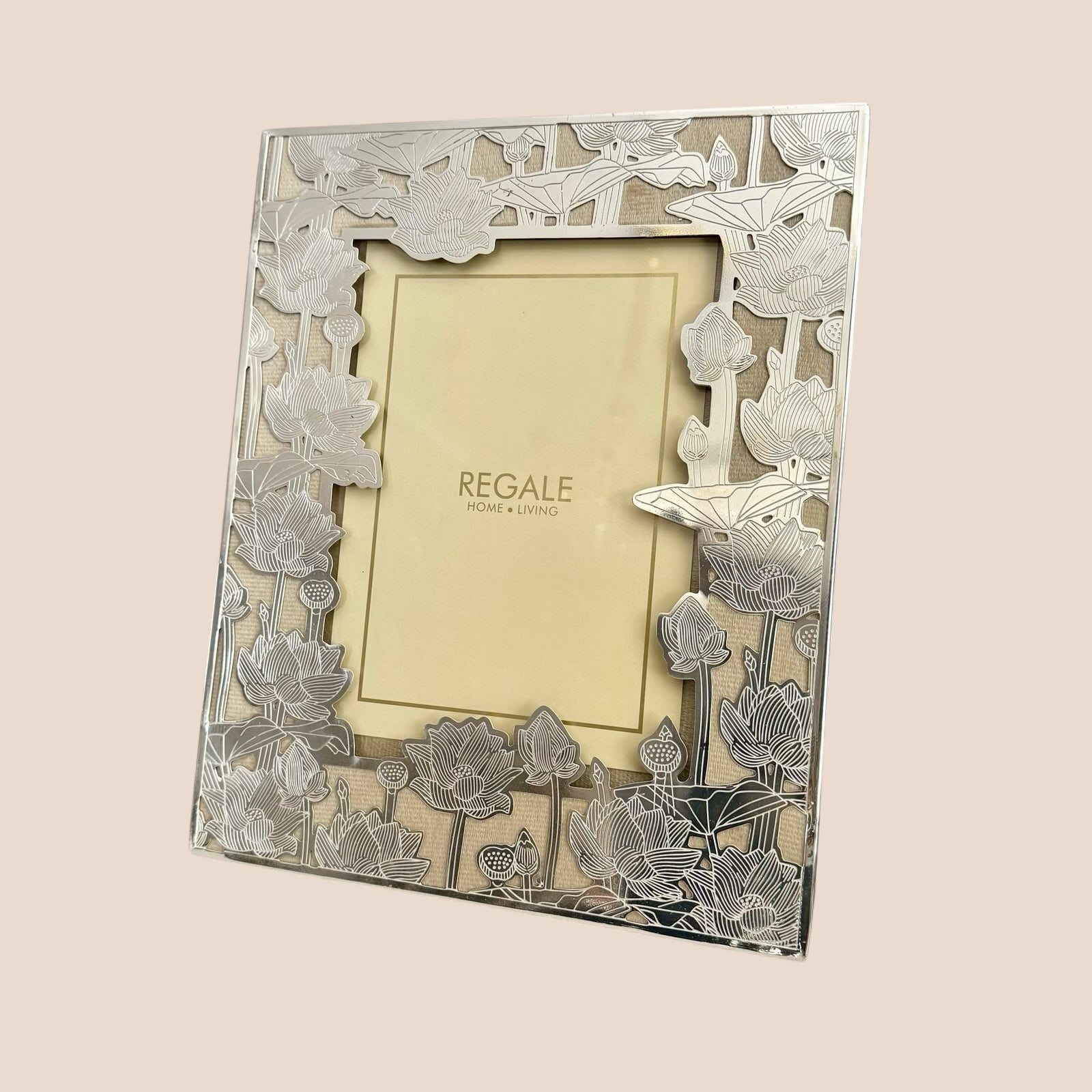 Silver Plated Lotus bloom Photoframe - Beige