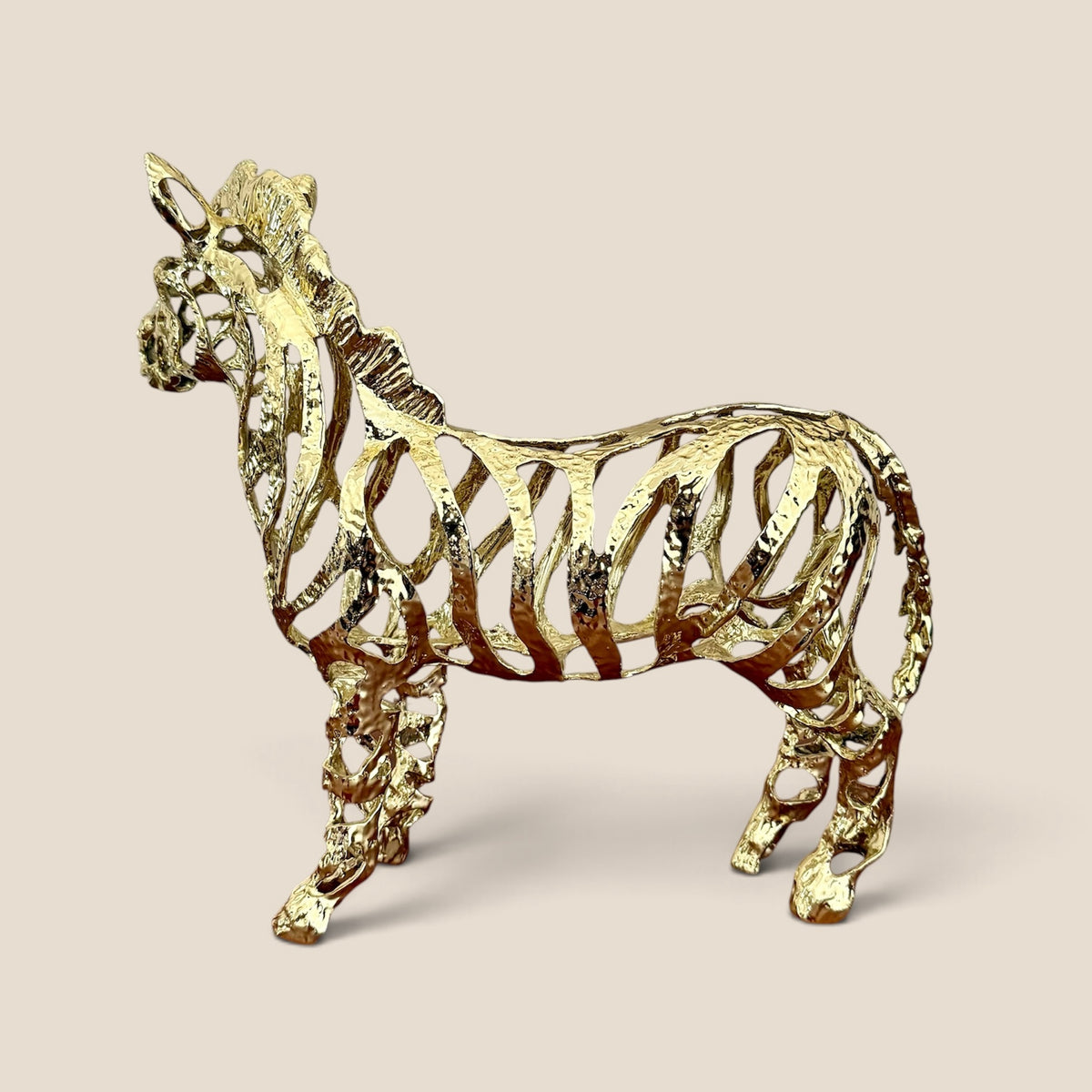 Gilded Stride Zebra Sculpture