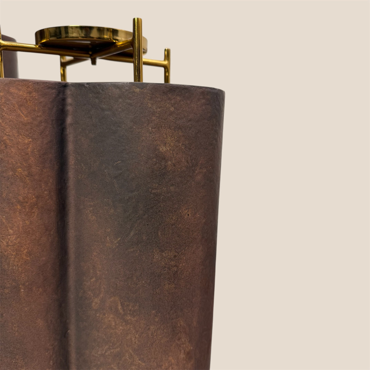 Obsidian Pillar Hurricane Pair – Brown Patina