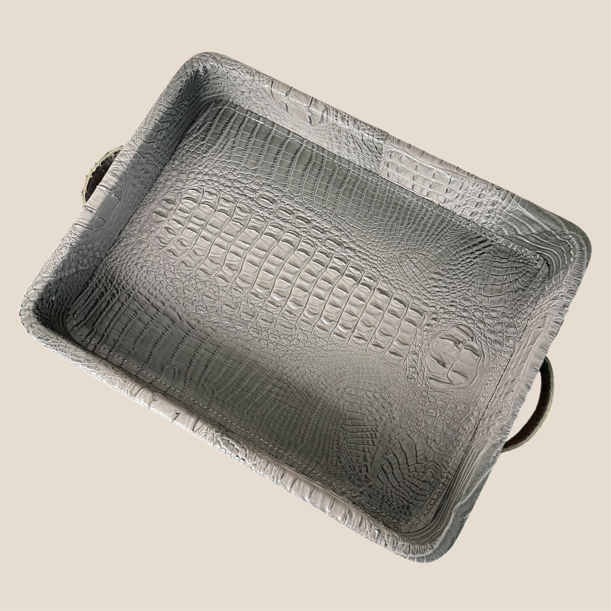 Croco Leather Tray - Grey
