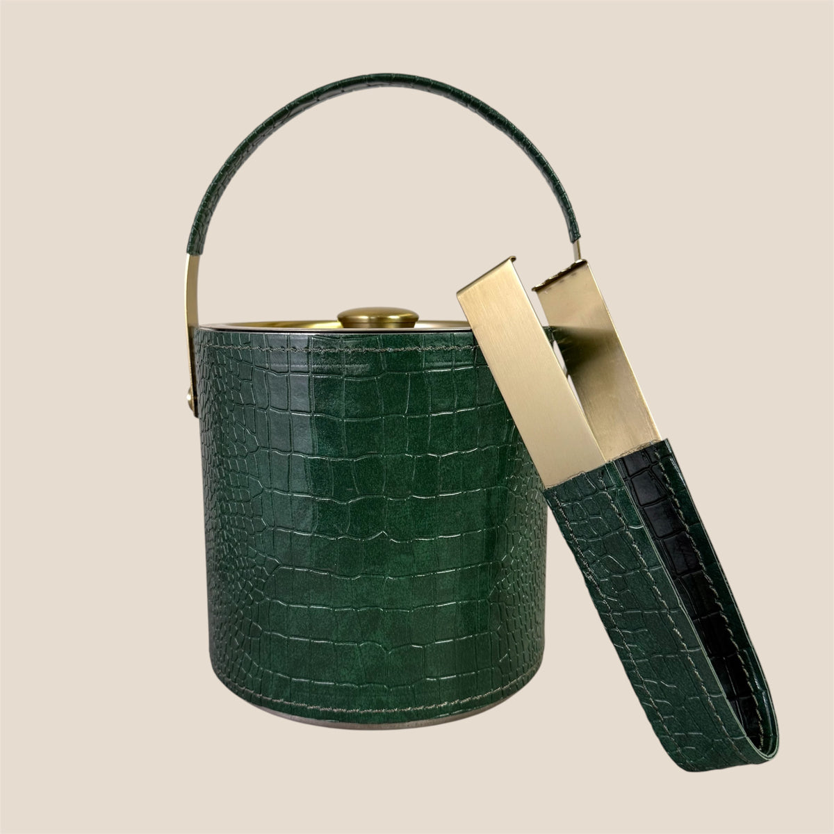 Ice Bucket with Tongs - Deep Green
