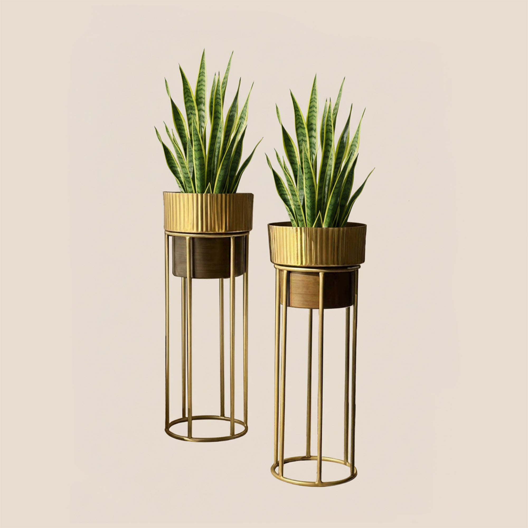 Dual Tone Flted Planters - Set of 2