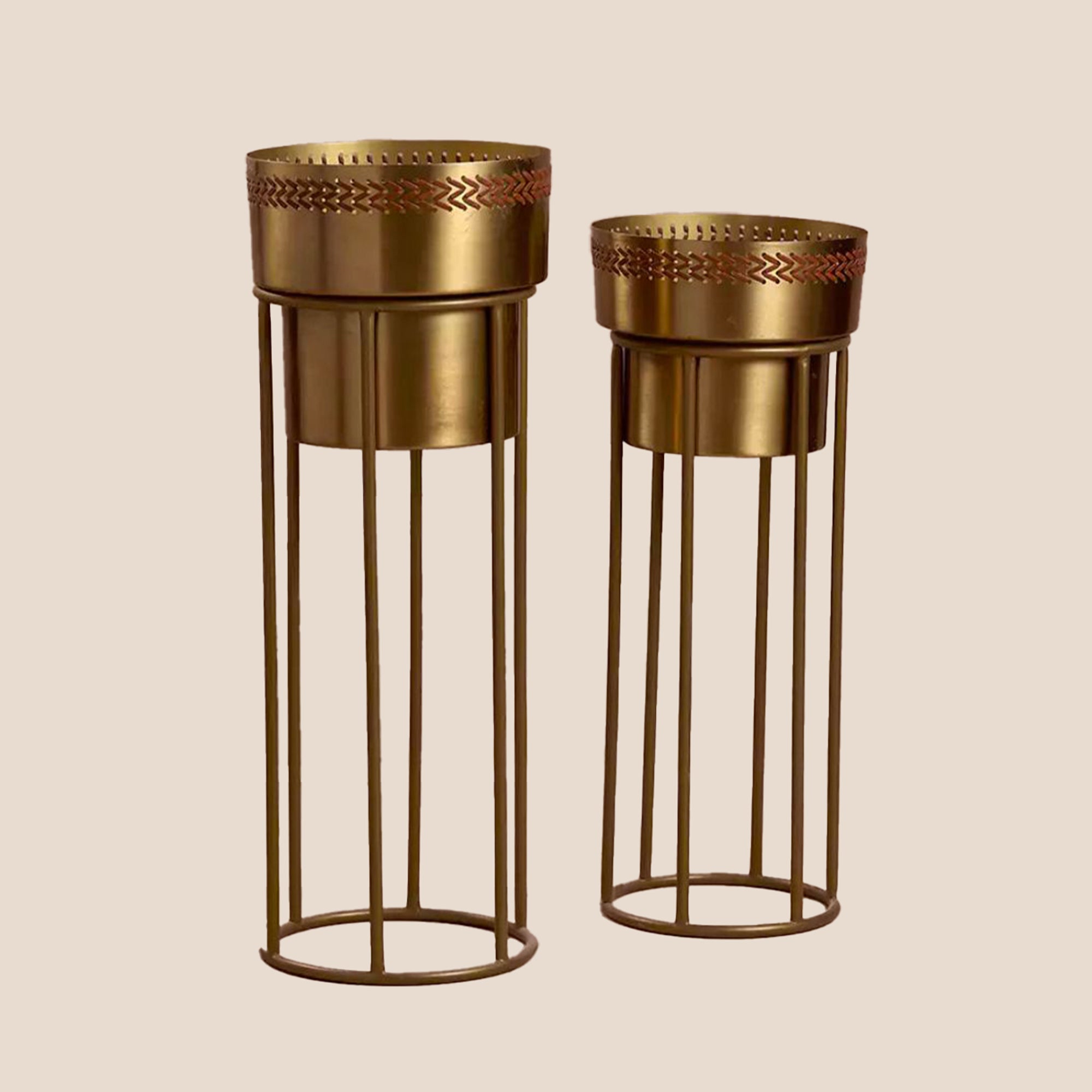 Gold Weave Planters- Set of 2