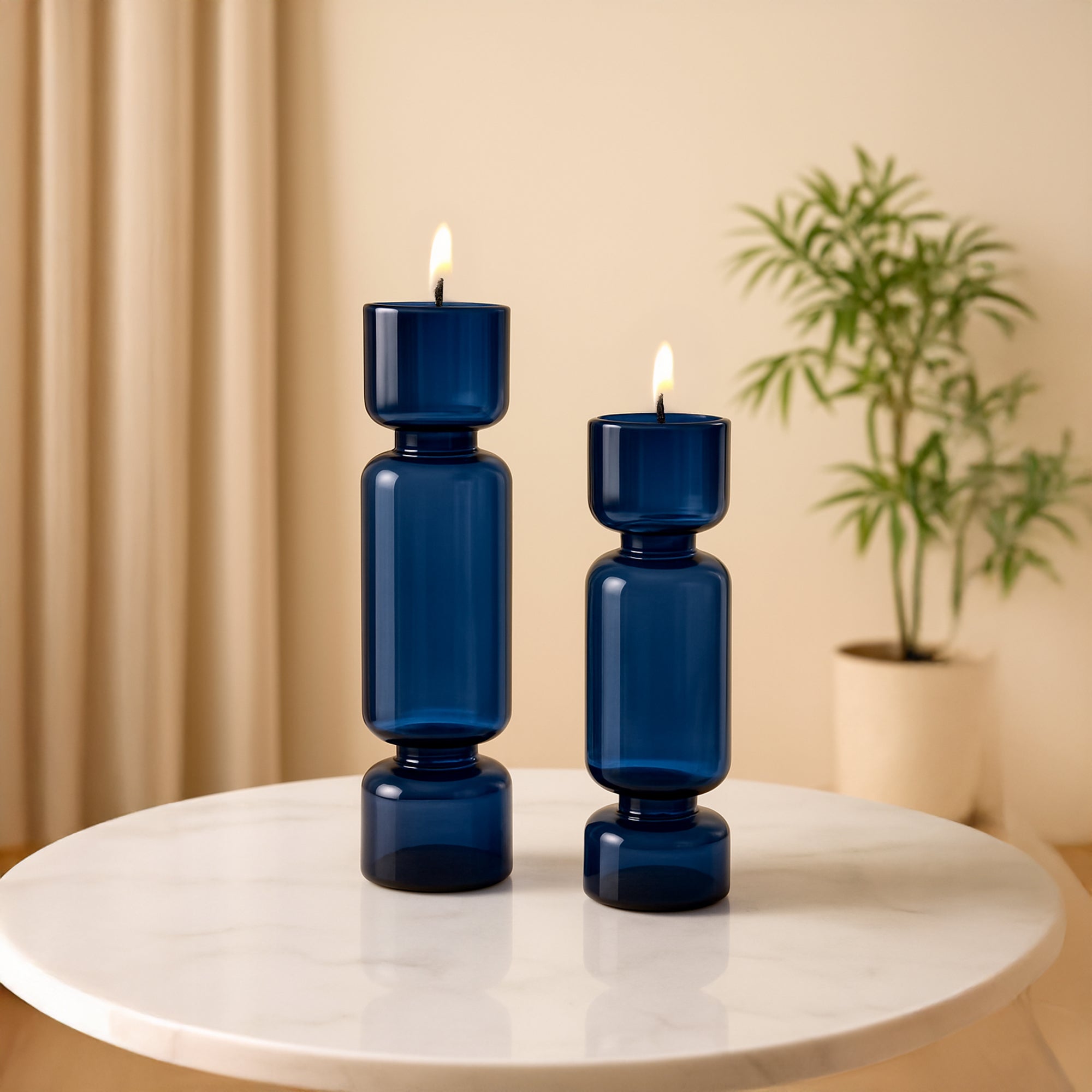 Pillar Glow Candle Stands - Midnight Blue - Set of 2