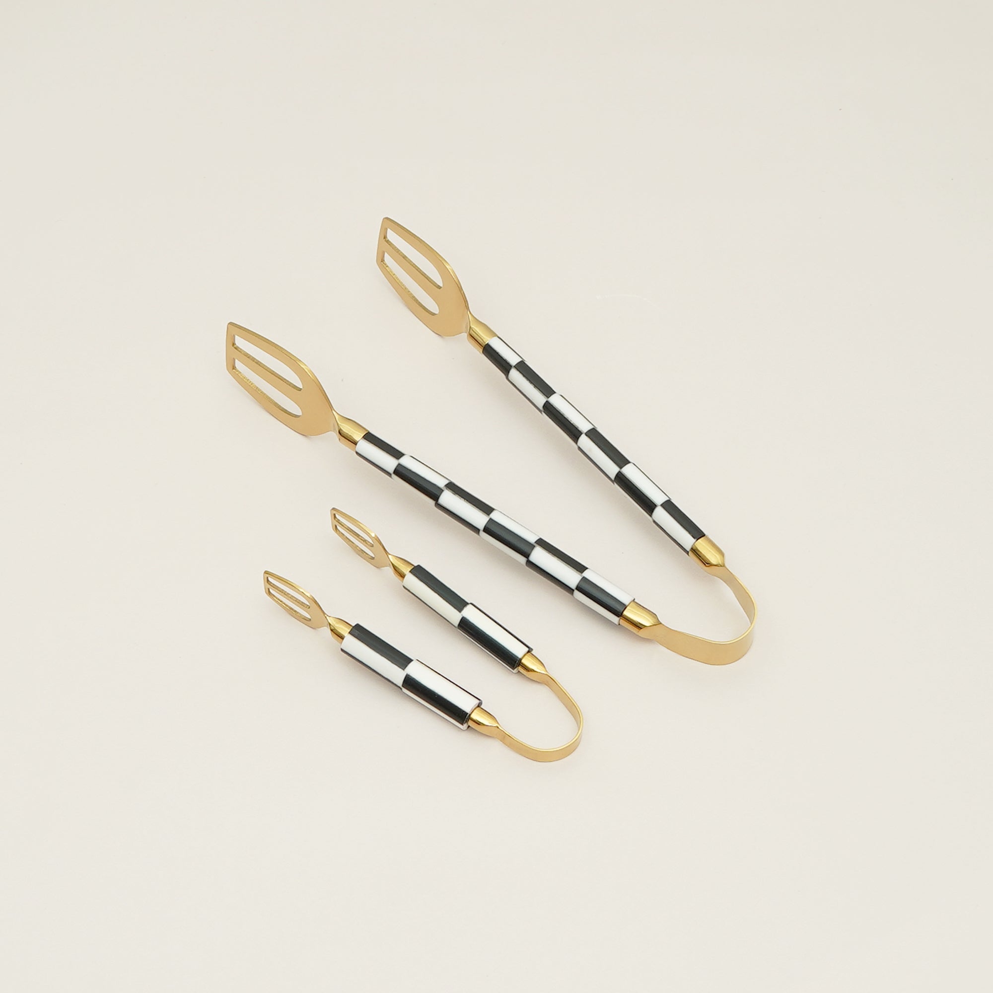 Monochrome Check Inlay Tongs – Large