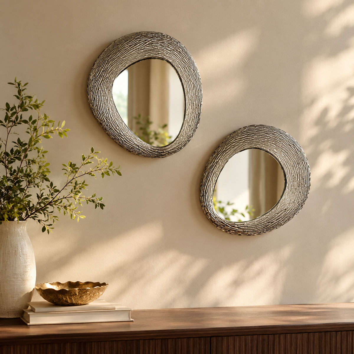 Pebble Mirror Pair | Nickel