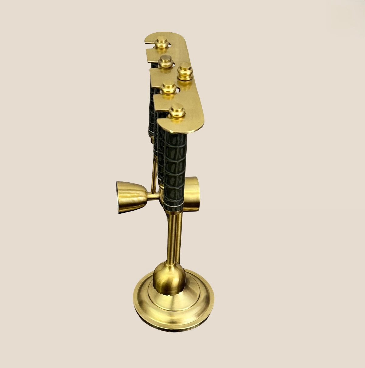 Croco Leather Bar Tools on Stand - Deep Green