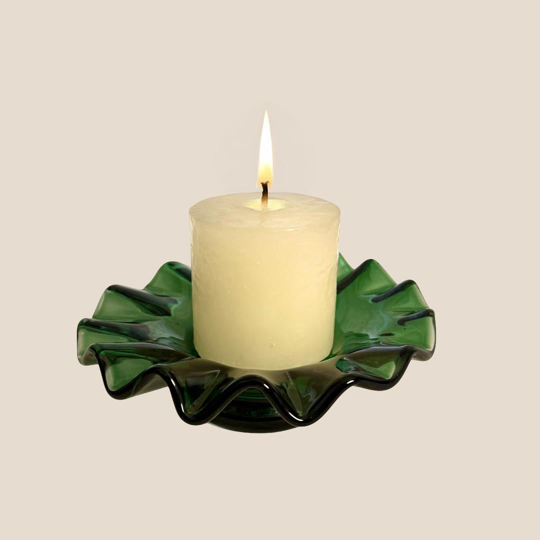 Ruffle Bloom Votive – Emerald