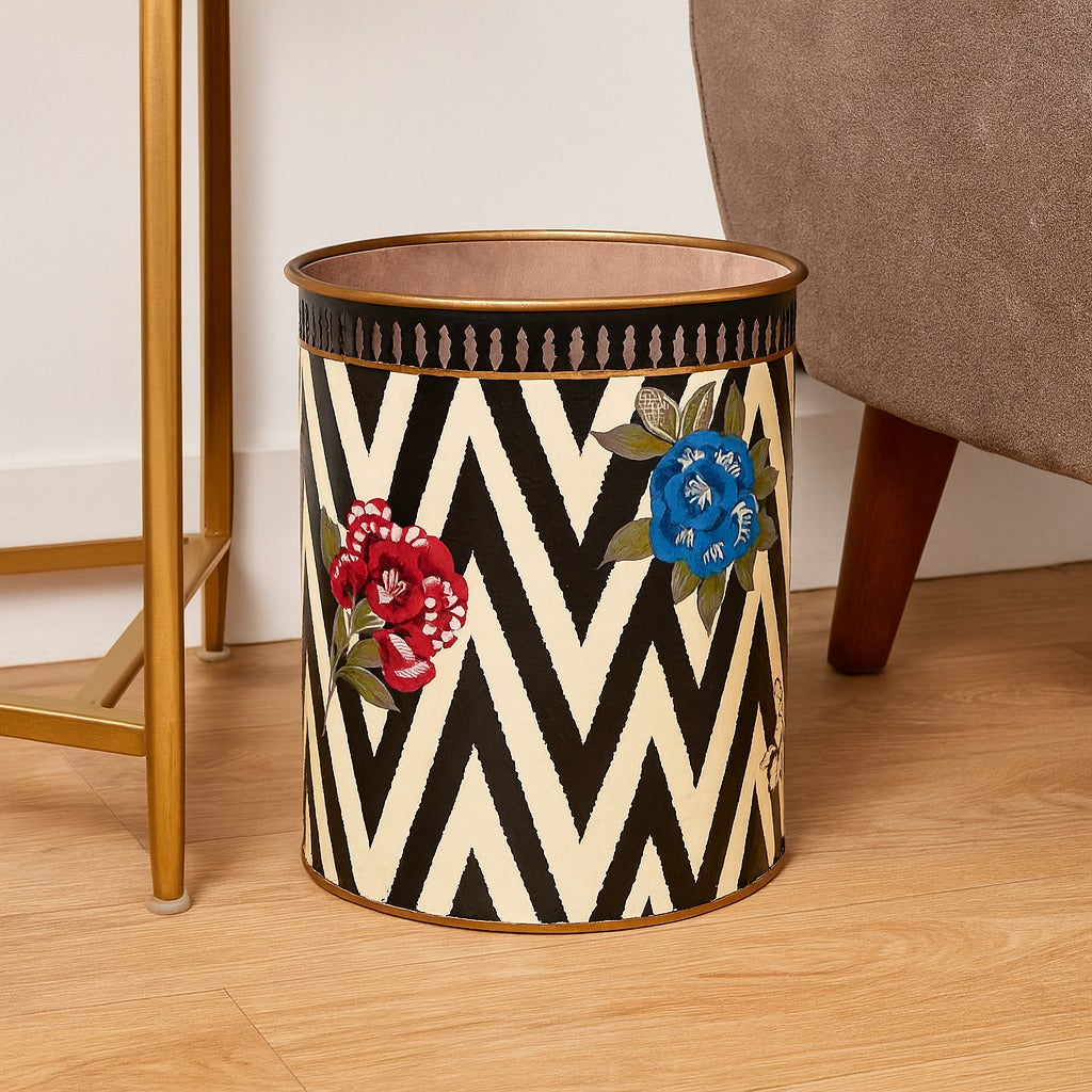 Chevron Bloom Waste Bin