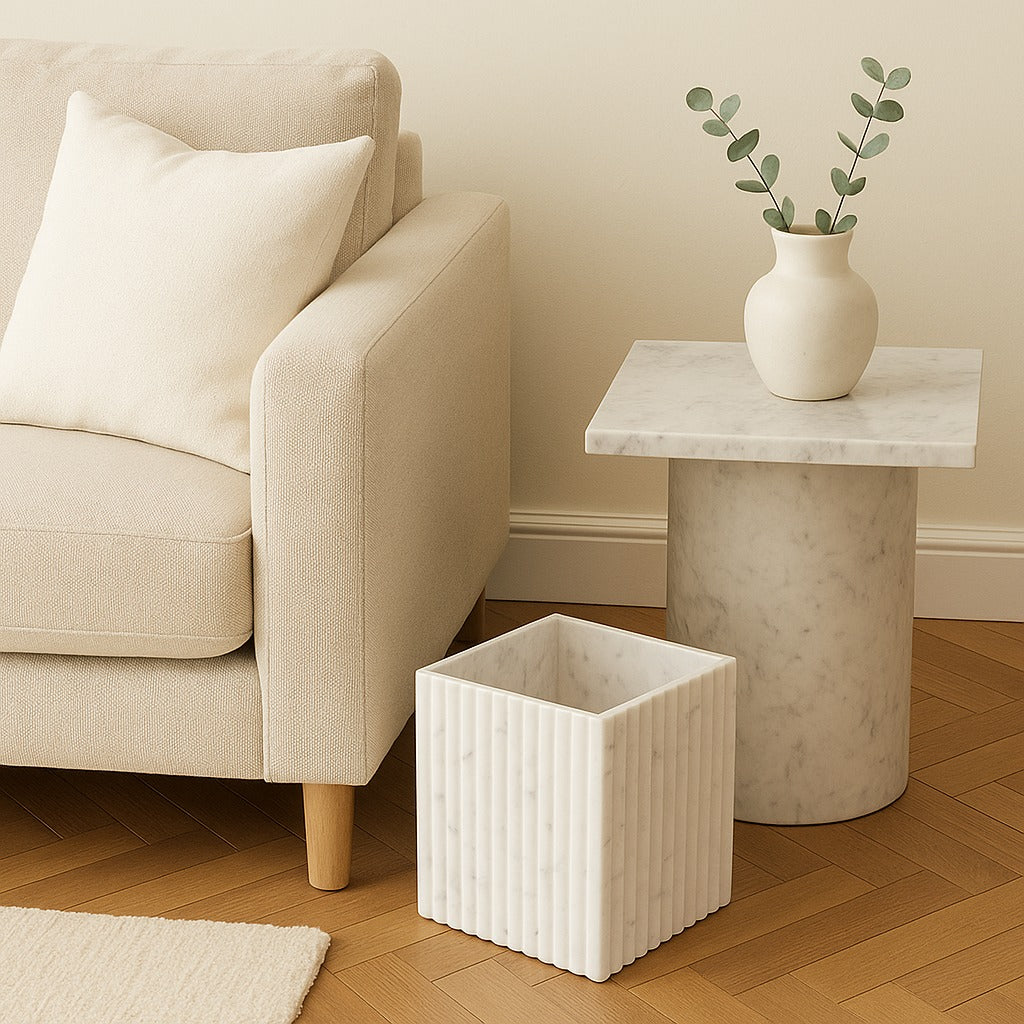 Fluted Marble Waste Bin (Only for Delhi NCR)