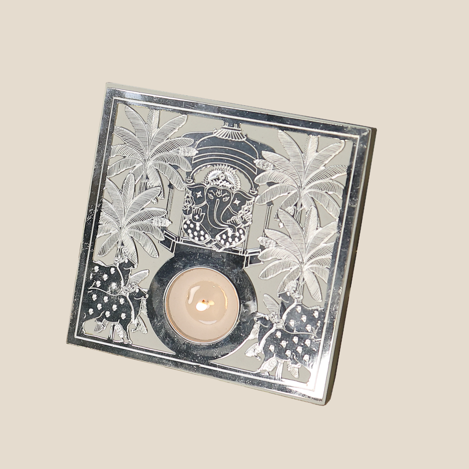 Nandi Ganesh T-Light Holder - Beige