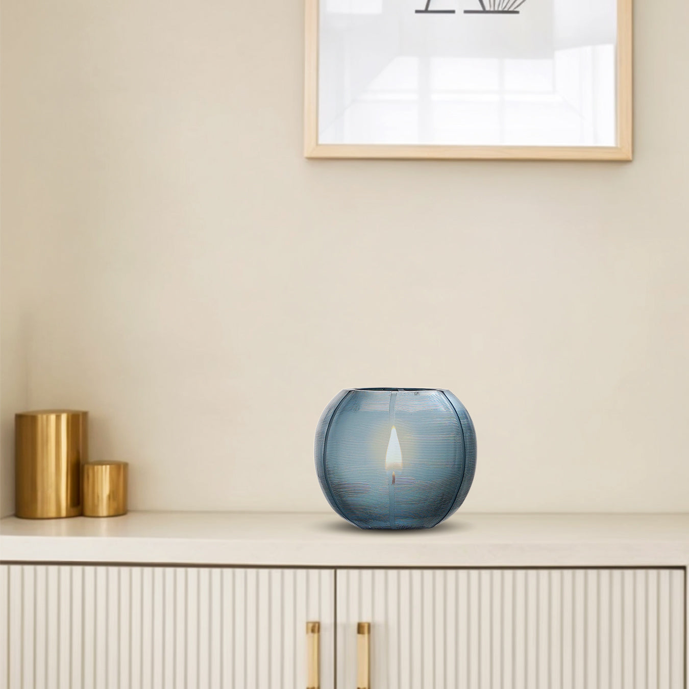 Midnight Glow Ribbed Glass Votive